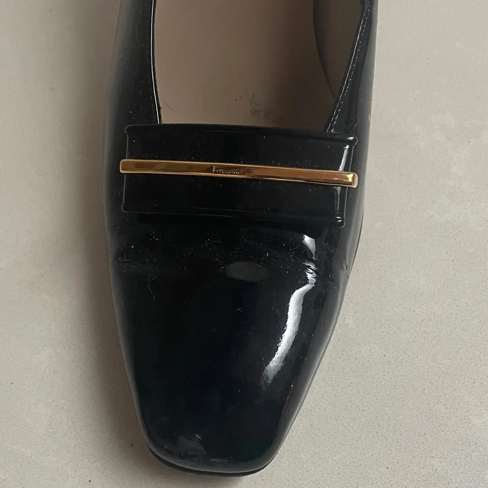 Salvatore Ferragamo Narrow Black Patent Leather Heels - Picture 4 of 4